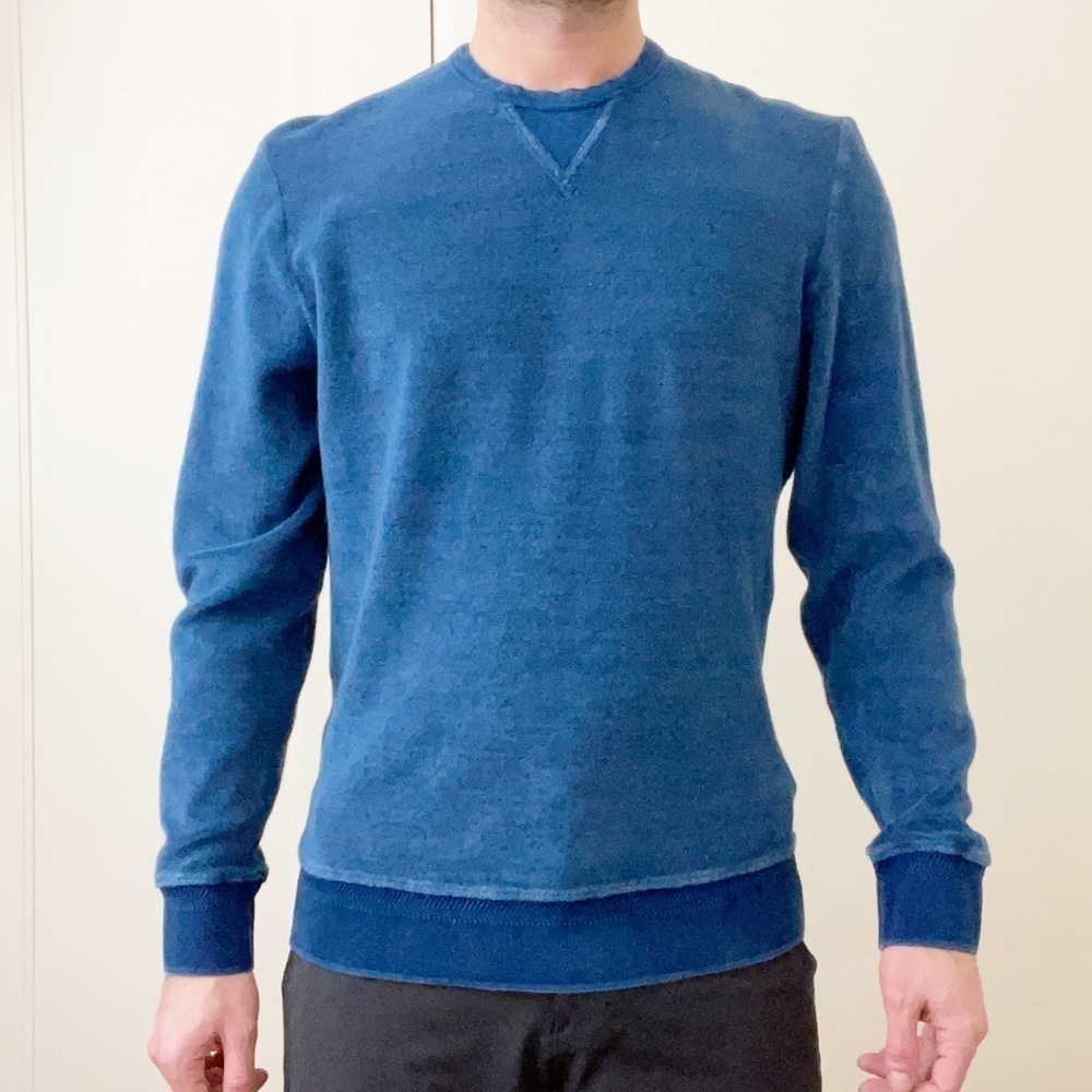 Orlebar Brown Pierce Terry Cloth Crewneck Sweater Blue Men’s Medium Slim